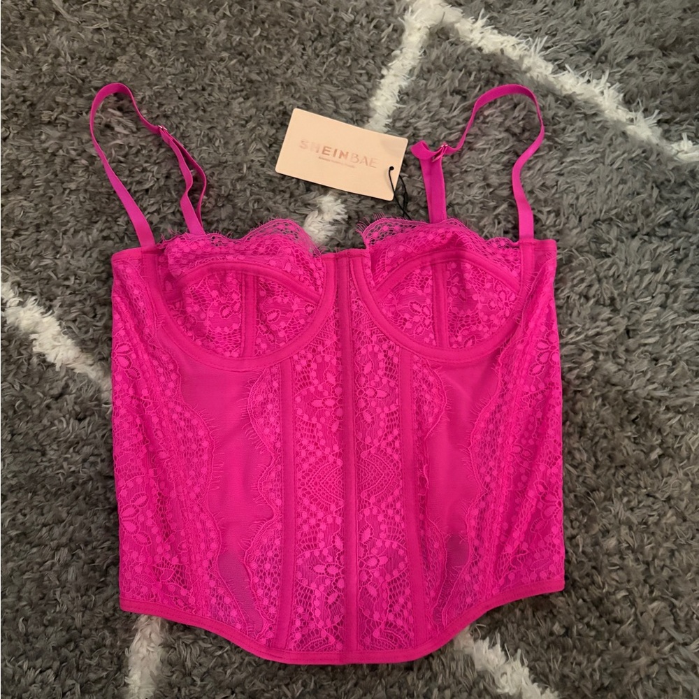 Pink Lace Corset Top